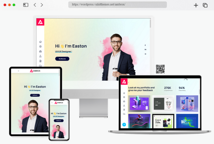 ambrox portfolio resume theme