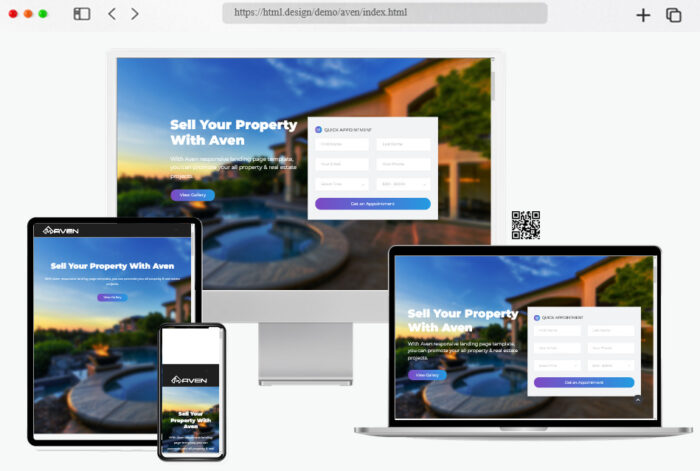 aven free real estate landing template