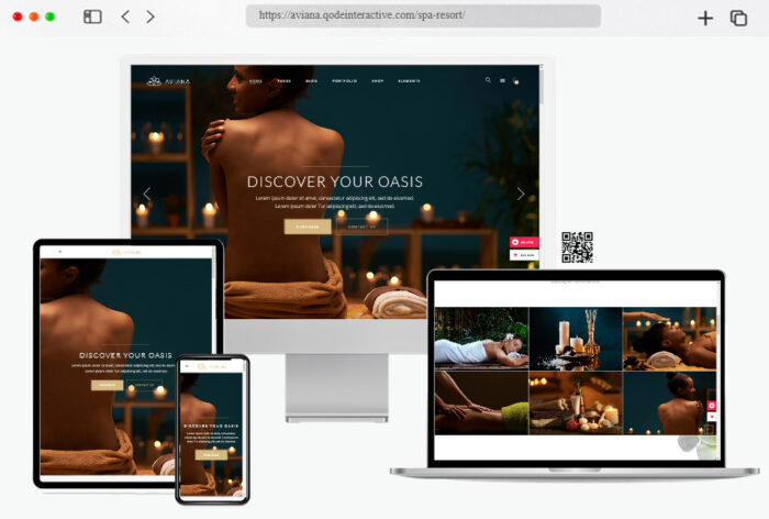 Screenshot of the Aviana WordPress theme design for beauty spas, wellness spots, life shops