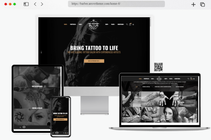 barber tattoo salons wordpress theme
