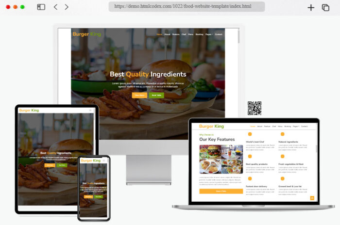 burger king free food website template