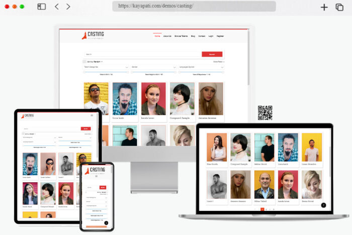 Screenshot of the Casting responsive WordPress theme design for model agencies