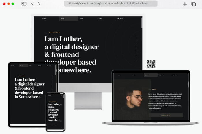 consider luther free personal website template