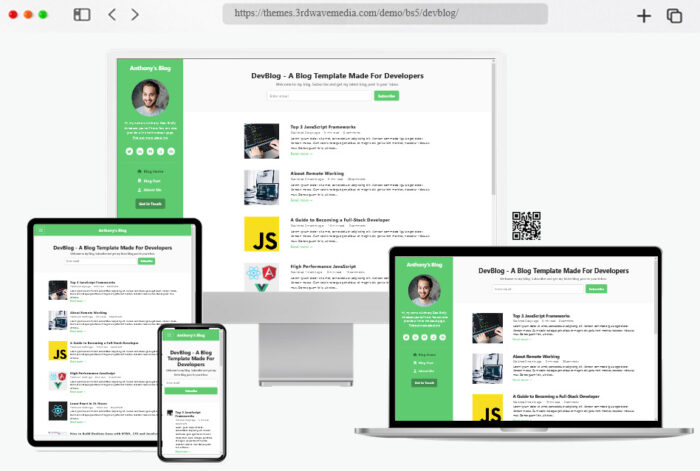 devblog free bootstrap personal blog template
