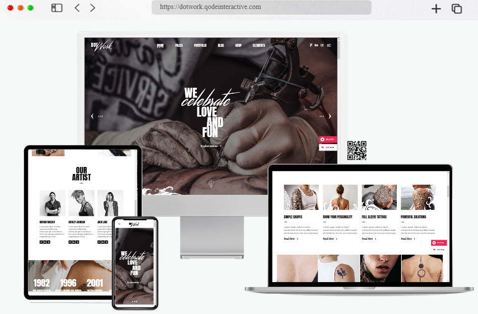 dotwork tattoo studio and piercing shop theme