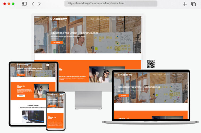 e academy education landing website template
