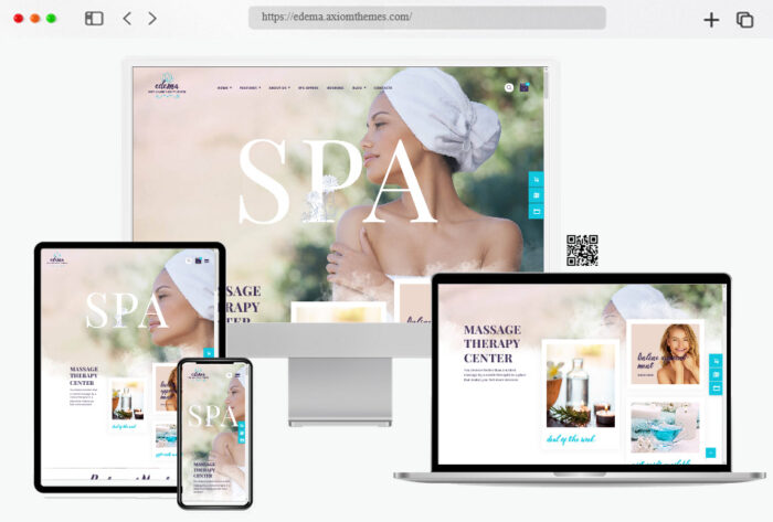 Screenshot of the Edema WordPress theme design for wellness places, spas, and beauty shops