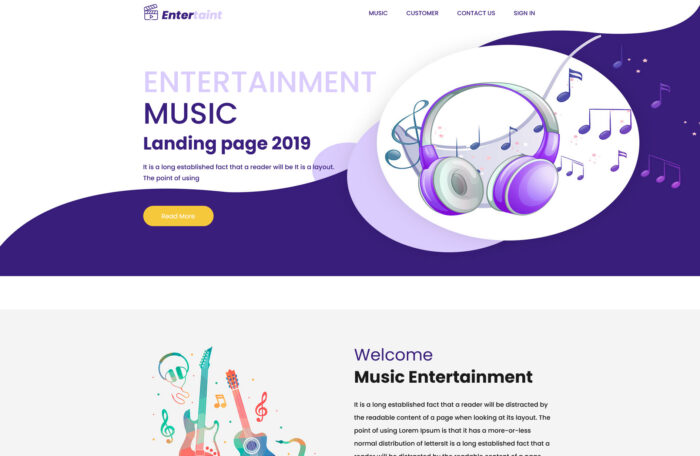 entertaint music landing template