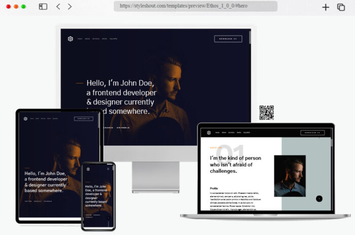 ethos personal portfolio website template