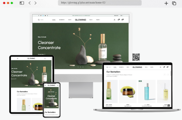 glowing beauty cosmetics shop theme