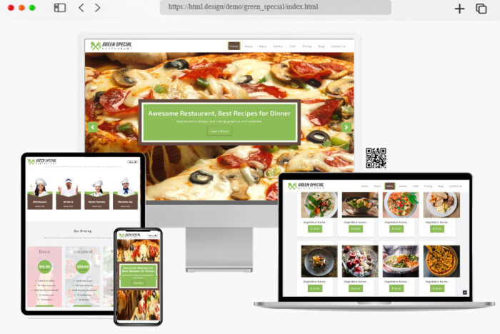 green special free restaurant onepage template