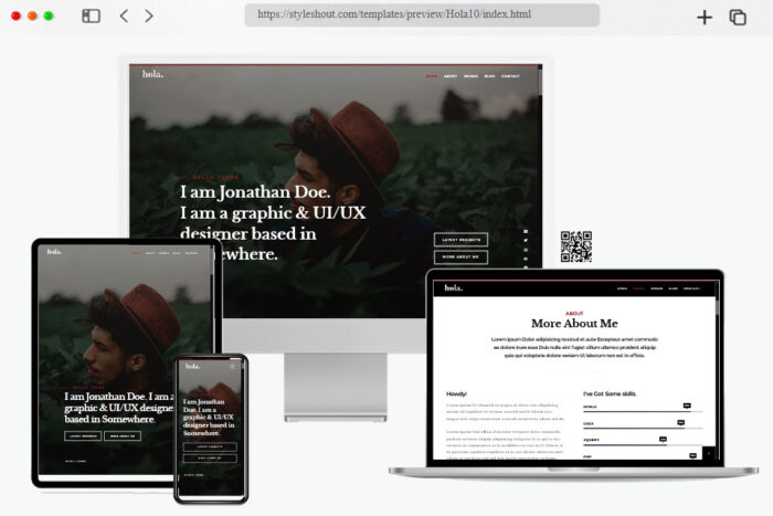 hola free html personal website template