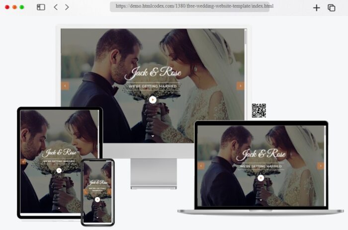 jack rose free wedding website template