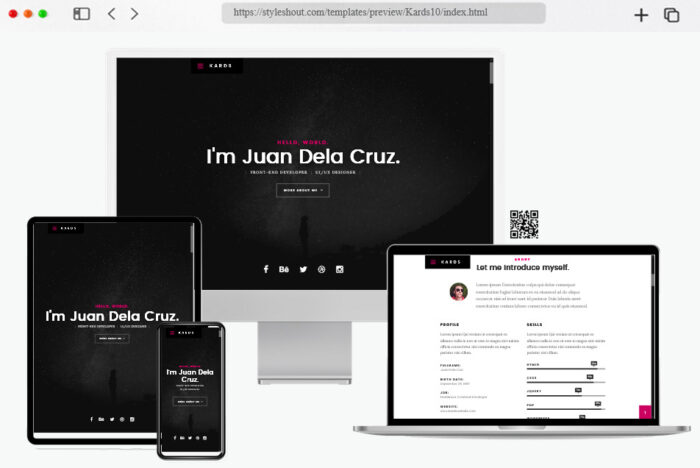 kards personal vcard website template