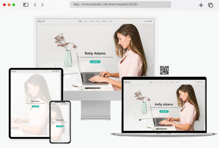kelly bootstrap personal cv resume html template