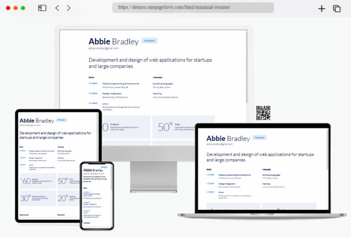 minimal free résumé html template