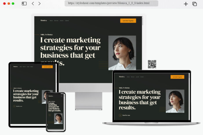 monica free personal website template