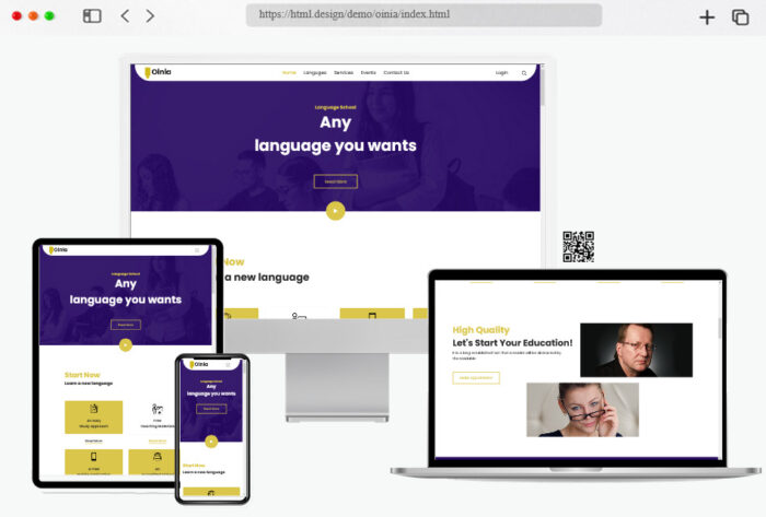 oinia language translation school website template
