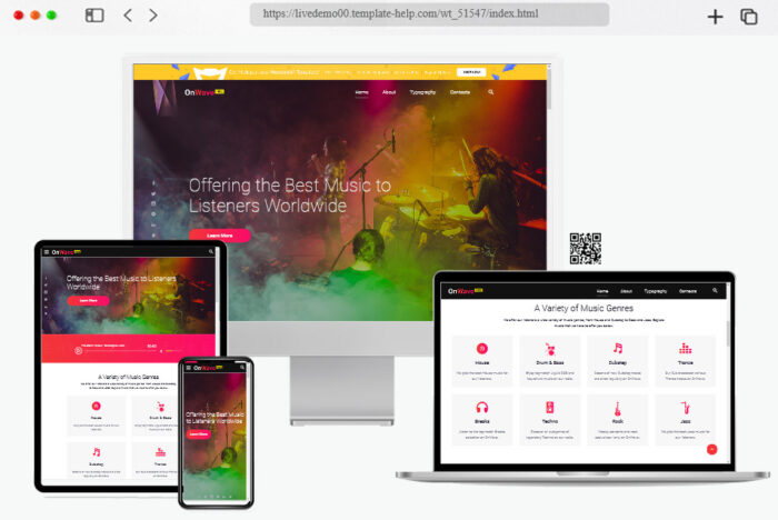 onwave music radio free html template