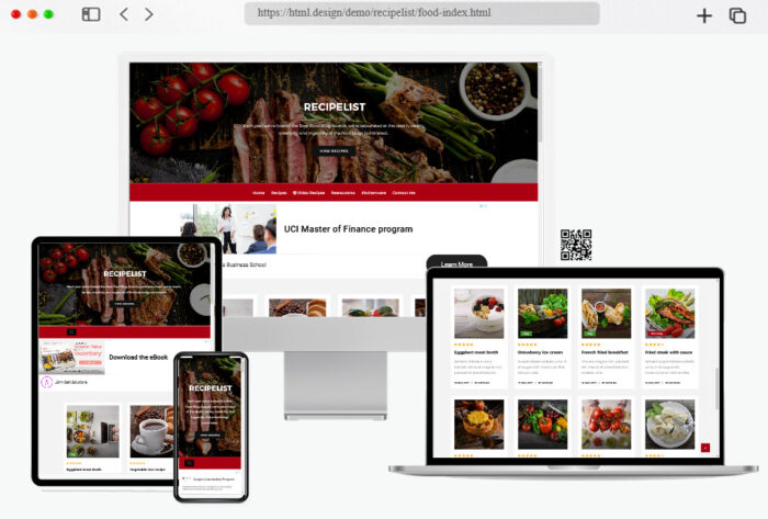 recipelist free food blog responsive template