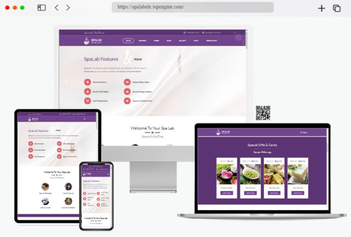 Screenshot of the Spa Lab WordPress theme design for beauty, massage, and health hubs