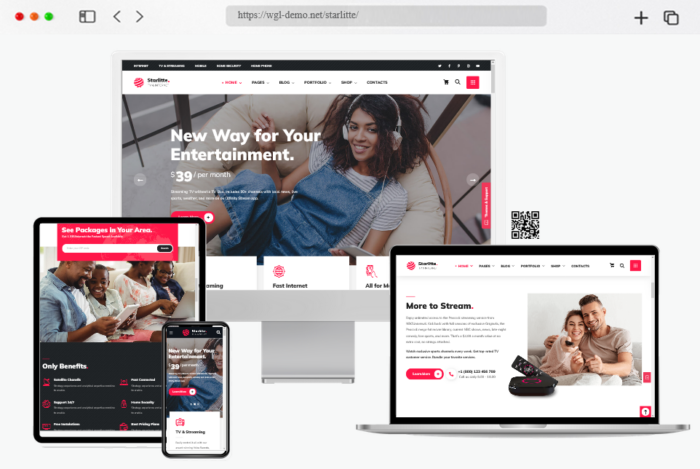 starlitte tv internet provider wordpress theme