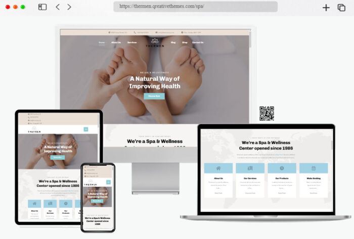 Screenshot of the Thermen WordPress theme design for spa, wellness, and beauty fields