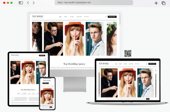 Screenshot of the Top Model WordPress theme design for model agencies and portfolio projects