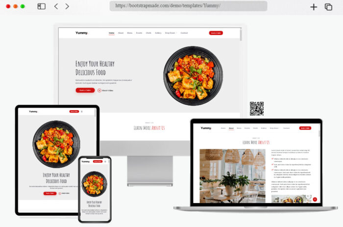 yummy html bootstrap restaurant website template