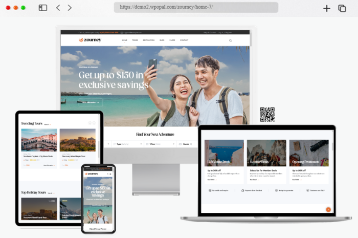 zourney travel tour booking wordpress theme