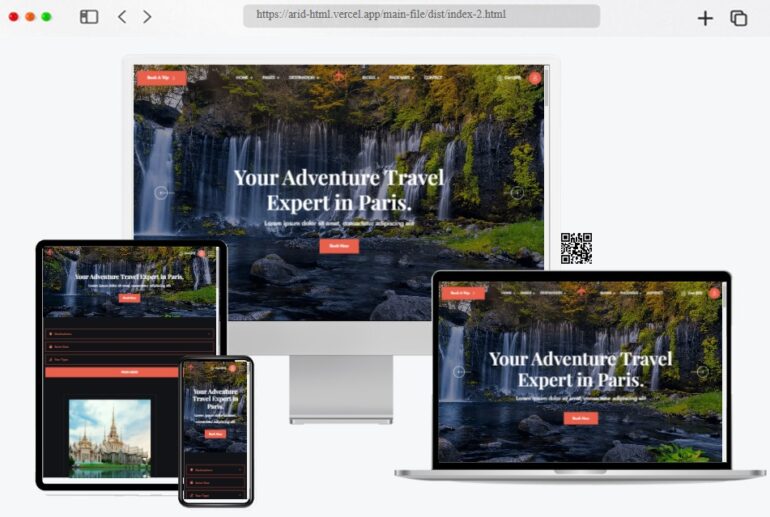 Arid Travel Tourism HTML CSS Template