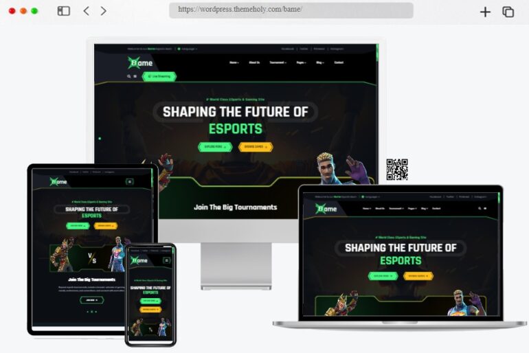 Bame eSports Gaming WordPress Theme