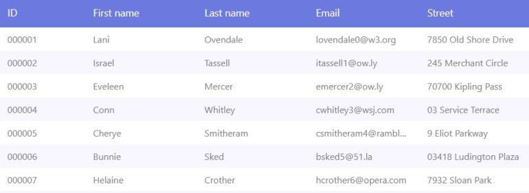 Flexible data table with CSS Grid