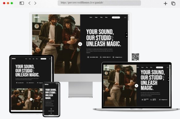 gainlab music recording studio wordpress theme