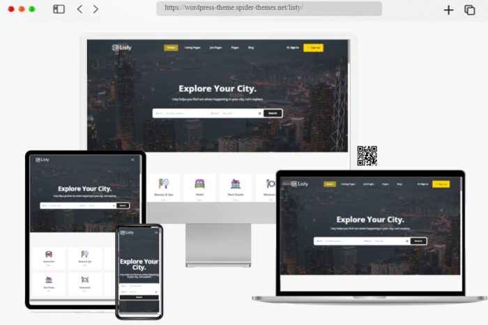 Listy WordPress theme offering listing and directory solutions with customizable design