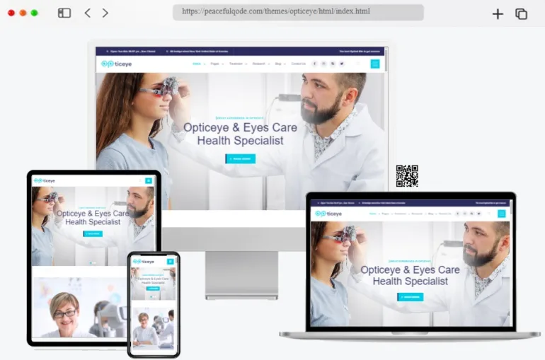 Opticeye HTML template features a modern  design for optometrists and eye care services