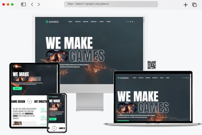 Qamico Indie Games Studio WordPress Theme