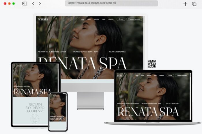 Screenshot of the Renata WordPress theme design for spas and wellness centers
