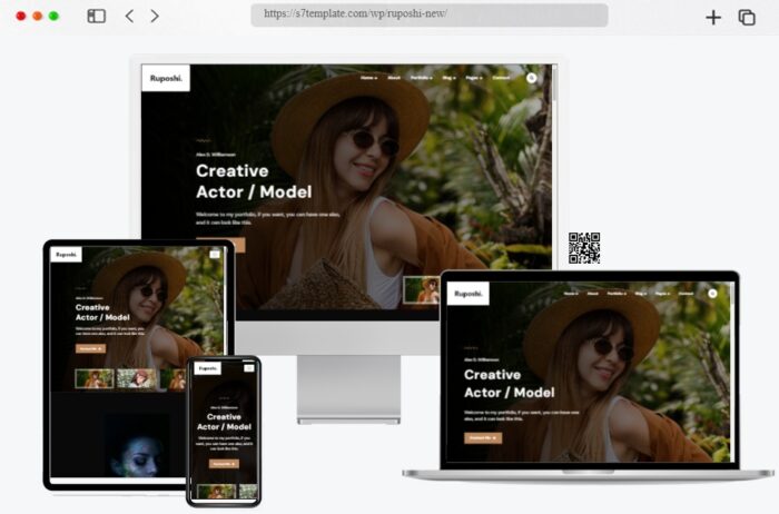 Screenshot of the Ruposhi WordPress theme design for model agencies