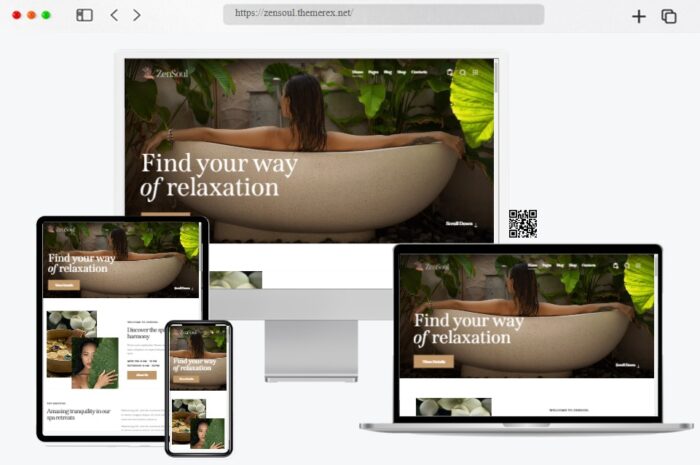 Screenshot homepage of the ZenSoul WordPress theme for health and beauty