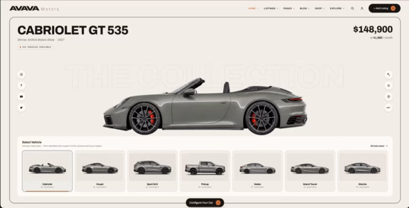 AVAVA Motors – Car Dealer & Automotive Marketplace HTML Template WordPress theme