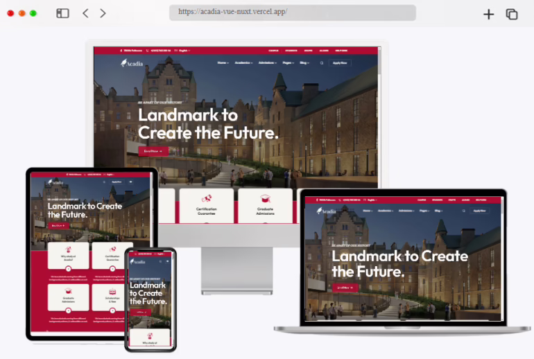 acadia university vue nuxt 3 template