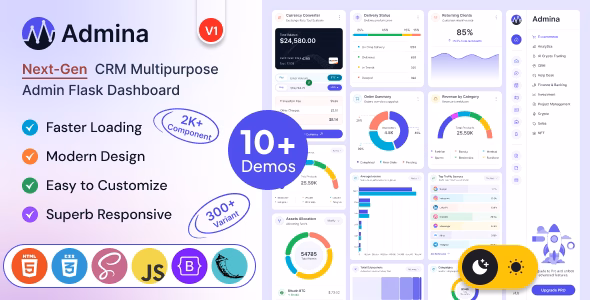 Admina – Bootstrap Admin Dashboard Flask Template Multipurpose WordPress theme