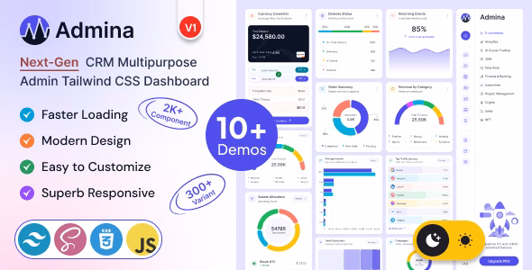 Admina – Tailwind CSS Admin Dashboard Template Multipurpose WordPress theme