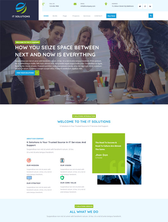 Free Responsive WordPress Themes for IT Companies