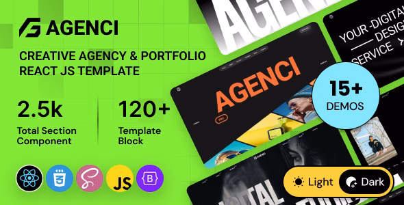 Agenci – Creative Agency & Portfolio React JS Template WordPress theme