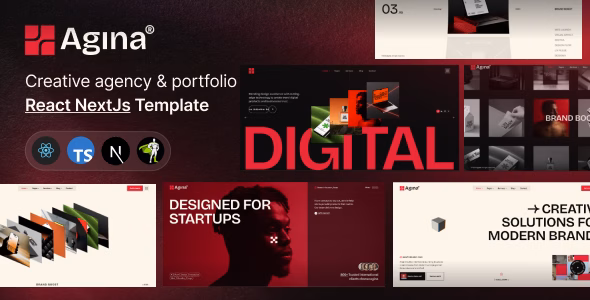 Agina - Creative Agency & Portfolio React NextJs Template WordPress theme