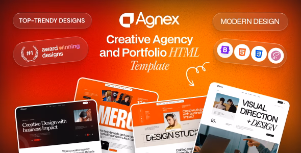 Agnex - Creative Agency Portfolio HTML Template WordPress theme
