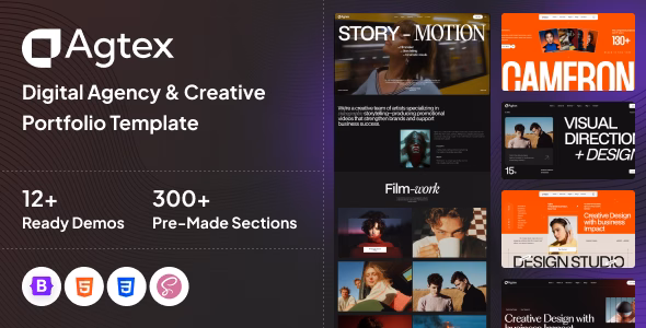 Agtex - Digital Agency & Portfolio HTML Template WordPress theme