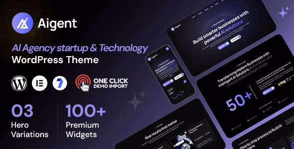 Aigent | AI Agency & Technology Startup WordPress Theme WordPress theme
